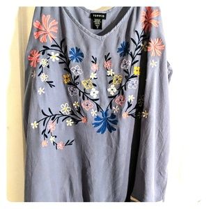 Cold shoulder embroidered top by Torrid